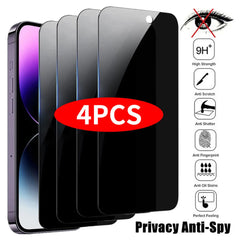 4PCS Privacy Glass for Iphone 14 Pro Max 7 8 plus Anti-Spy Screen Protector for Iphone 13 12 11 Pro Max Mini XR XS X SE Glass