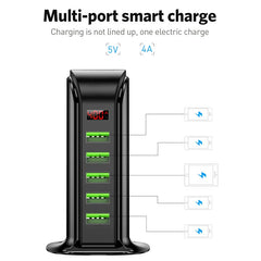 5 Multi Port USB Charger Hub for Mobile Phone EU UK US Plug LED Display USB Charging Desktop Station Dock Chargers